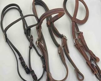 529  Three leather headstalls, one vintage and two new 