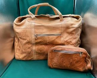 404  2 All leather western travel bags 