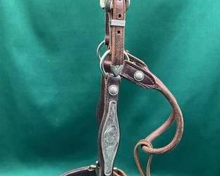 432  Vintage sterling silver overlay engraved show halter 