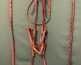 119 English bridle setup with reins and two extra sets of reins