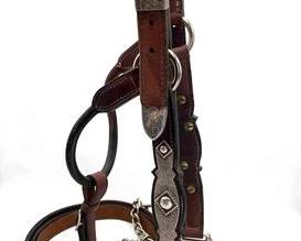 430 Vintage sterling silver engraved show halter with lead