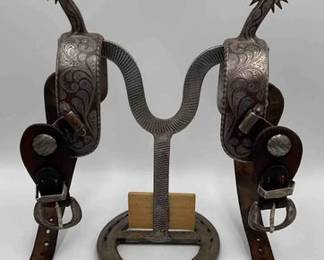 56 Garcia Elko Nevada Silver spurs and spur straps