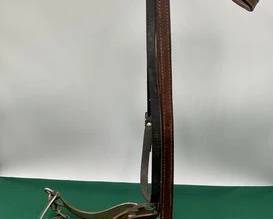 482  Vintage leather headstall with Sliester bit and slobber chains 