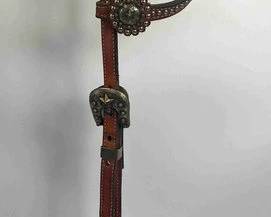 516 Cowperson Tack one ear head stall with engraved silver plate