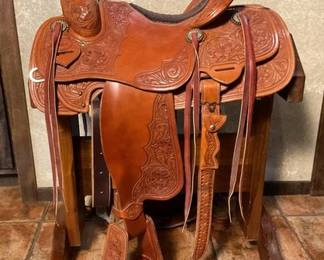 123 Western commemorative saddle with sterling silver