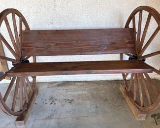 771  Custom wagon wheel bench 