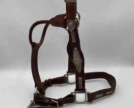 431 Vintage sterling silver engraved show halter with lead