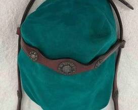 524 Vintage leather head stall with silver overlay