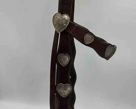 500 Dark leather head stall with engraved silver conchos