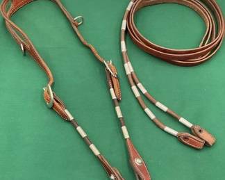 533 Leather one ear headstall with matching reins