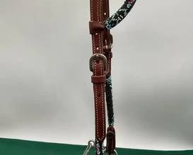 487  Western show one ear beaded headstall with hackamore bit 