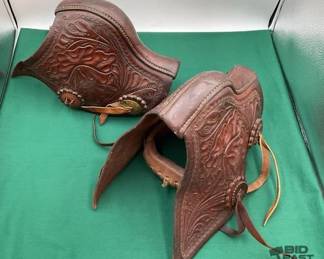 100  Vintage Western tooled leather tapaderos 