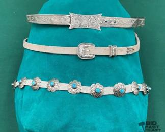 799  Set of three hat bands with sterling silver 