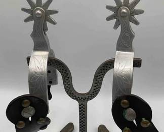 84 Vintage Crockett aluminum spurs with vintage spur straps