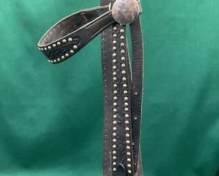 513  Antique western brow band head stall 