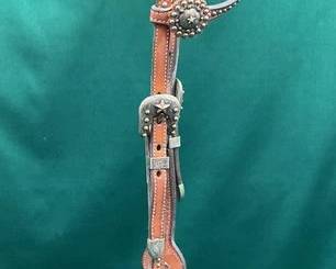 516  Cowperson Tack one ear head stall with engraved silver plate 