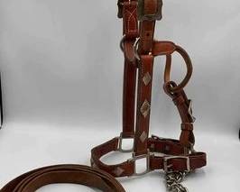 435 Western show halter with silver overlay and lead