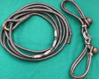 559  Braided leatherkangaroo reata with silver and braided hobbles 