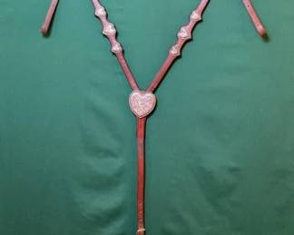 627 Vintage silver heart western breast collar
