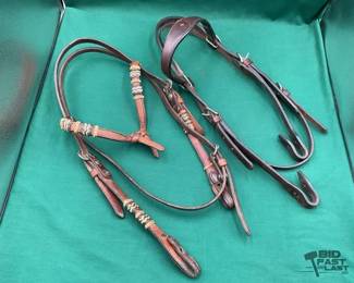 527  2 Browband leather headstalls 