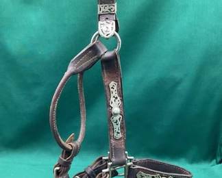 437  Vintage Filigree show halter with silver overlay 