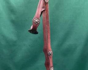 524  Vintage leather head stall with silver overlay 