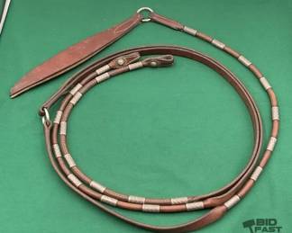 702  Leather and silver romal show rein set 