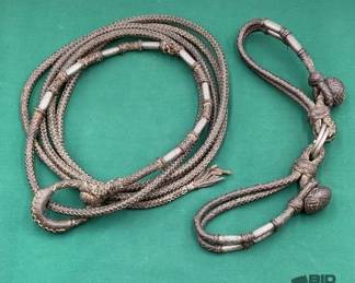 547  Braided LeatherKangaroo reata and matching hobbles with sterling silver 