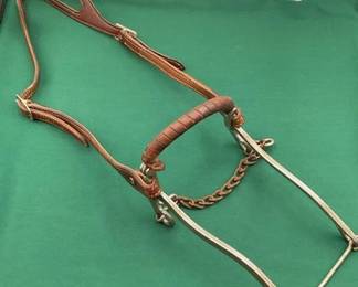 479 Leather one ear headstall with Tex Rudolph hackamore