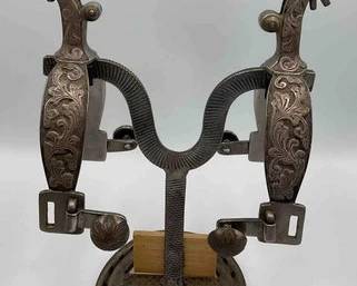 52  Vintage western style sterling silver spurs 
