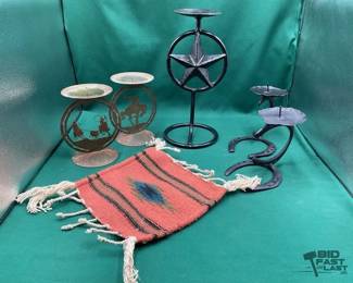 670  Western metal candle holders 