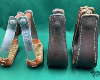 391  Two pair of western stirrups one Walls Roo Hide and one leather 