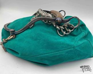 309  Unique mexican bit blued with silver inlay 