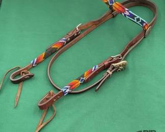 534  Beaded leather headstall 