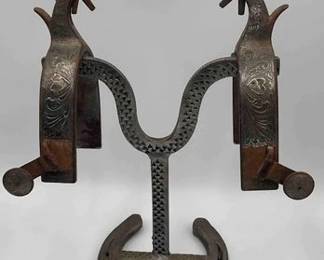 80 2 pair of Vaquero style spurs, 1 adult size and 1 kids size