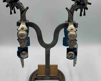 53  Garcia blued spurs with sterling silver overlay 