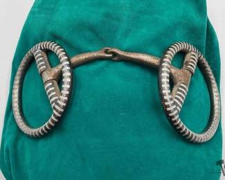 247  Unique sterling silver inlaid Prison style snaffle bit 