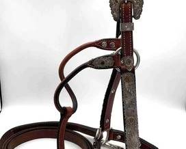 429 Vintage sterling silver engraved show halter with lead includes protective bag