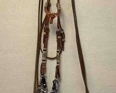 451  Leather and rawhide bridle with Myler bit 