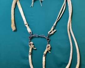 322  Vaquero style rawhide bridle set 