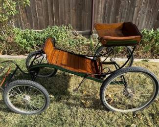 770  Vintage custom War Horse Haven oak pony cart 