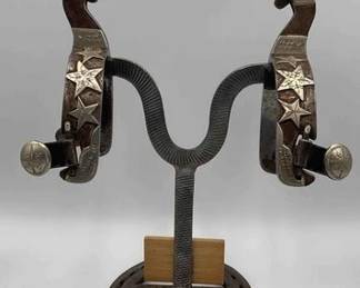 76 Holtman western style spurs with silver overlay