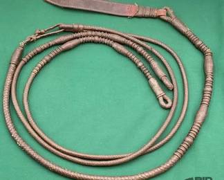 715  Braided leatherkangaroo romal rein set 