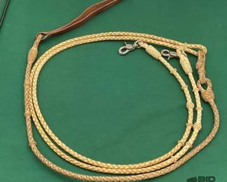 716 Braided natural rawhide romal reins