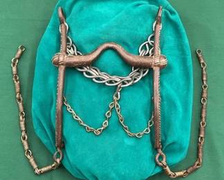 312  Vintage mexican made bit with silver striped inlay 