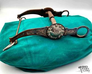 215  Vintage western sterling silver overlay bit 