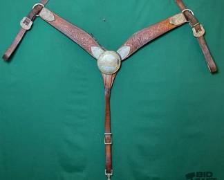 637  Commemorative breast collar with Silverado silversmith sterling silver 