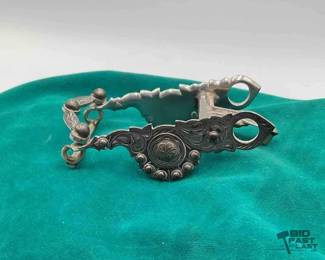 142  Ornate sterling silver bit show style belt buckle 