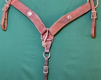 636  Dale Martin saddlery Western tooled breast collar 