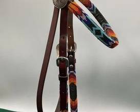 534 Beaded leather headstall